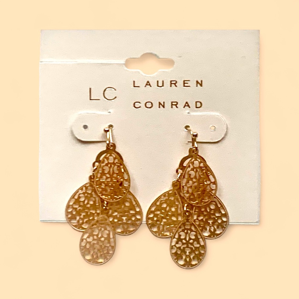 LC Lauren Conrad Gold-Tone Teardrop Earrings - Picture 3 of 4
